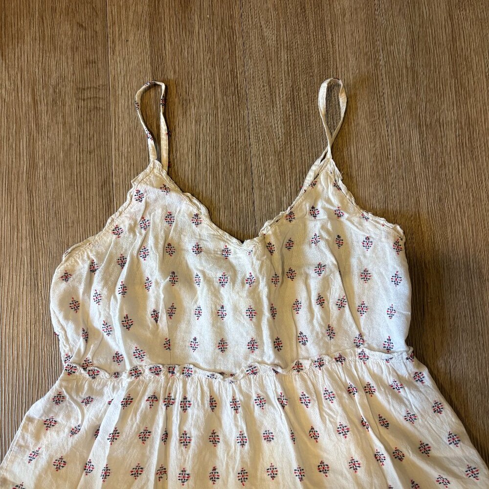 SIM & SAM Boho Midi Dress - White with Geometric Print - Size L - Picture 4 of 6